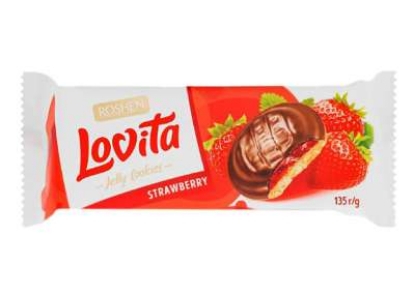 Picture of Ռոշեն Լովիտա թխվածքաբլիթներ  Ելակի համով 135գ   (1 տուփը՝ 21 հատ)