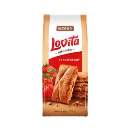 Picture of Ռոշեն Լովիտա թխվածքաբլիթներ  Ելակի միջուկով 168գ   (1 տուփը՝ 16 հատ)